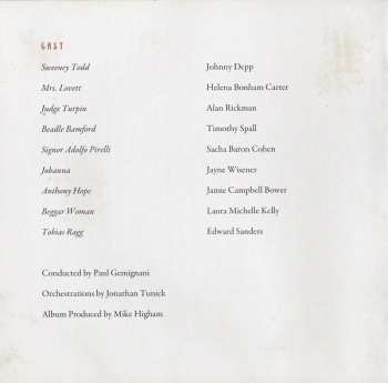 CD Various: Sweeney Todd: The Demon Barber Of Fleet Street (Highlights From The Motion Picture Soundtrack)
