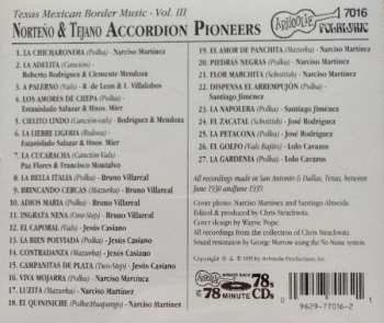 CD Various: Texas Mexican Border Music - Vol. III: Norteno & Tejano Accordion Pioneers 1929-1939