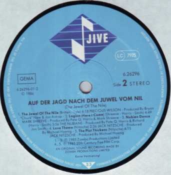 LP Various: The Jewel Of The Nile (Music From The 20th Century Fox Motion Picture Soundtrack)