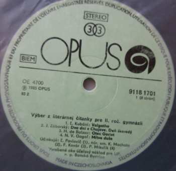 4LP/Box Set Various: Výber Z Literárnej Čítanky Pre II. Ročník Gymnázií