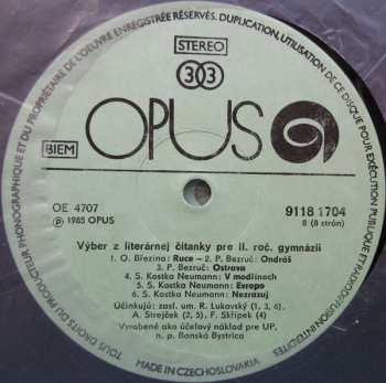 4LP/Box Set Various: Výber Z Literárnej Čítanky Pre II. Ročník Gymnázií