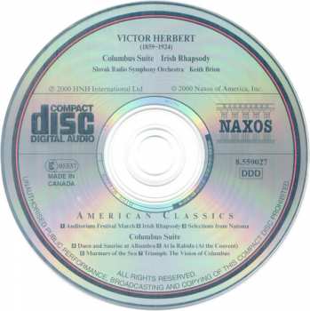 CD Victor Herbert: Victor Herbert: Columbus Suite, Irish Rhapsody, Auditorium Festival March