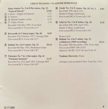 CD Frédéric Chopin: Piano Sonata No. 2 / Ballade No. 4 (1949 And 1952 Recordings)
