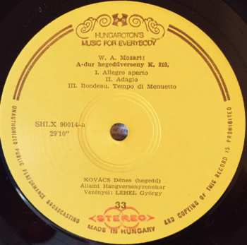 LP Wolfgang Amadeus Mozart: Violin concerto No. 5 In A Major, K. 219 / Clarinet ConcertoIn A Major, K. 622