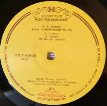 LP Wolfgang Amadeus Mozart: Violin concerto No. 5 In A Major, K. 219 / Clarinet ConcertoIn A Major, K. 622