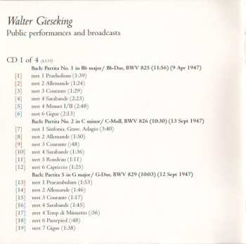 4CD/Box Set Walter Gieseking: Konzertmitschnitte U. Rundfunkaufnahmen / Public Performances And Broadcasts (From The Collection Of Deutsches Rundfunkarchiv)