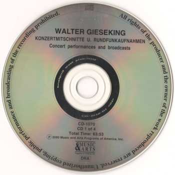 4CD/Box Set Walter Gieseking: Konzertmitschnitte U. Rundfunkaufnahmen / Public Performances And Broadcasts (From The Collection Of Deutsches Rundfunkarchiv)