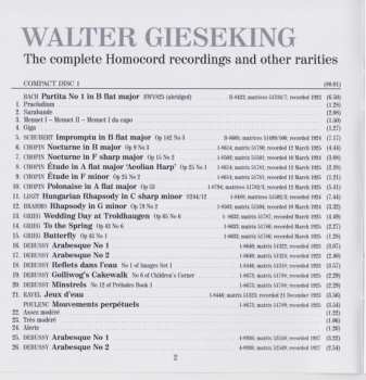 2CD Walter Gieseking: The Complete Homocord Recordings And Other Rarities