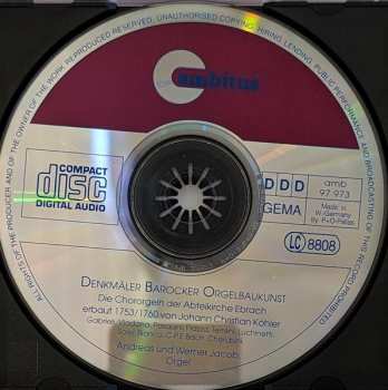CD Werner Jacob: Denkmäler Barocker Orgelbaukunst - Die Chororgeln Der Abteikirche Ebrach