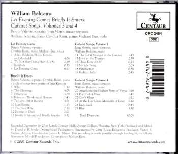 CD William Bolcom: Let Evening Come; Briefly It Enters; Cabaret Songs, Volumes 3 and 4