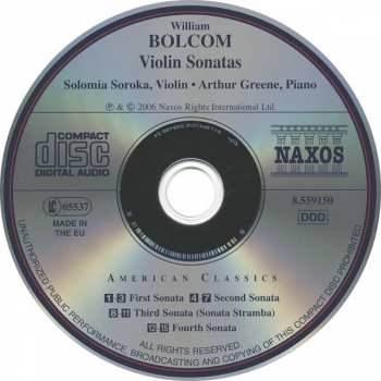 CD William Bolcom: Violin Sonatas