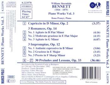 CD William Sterndale Bennett: Piano Works Vol. 3