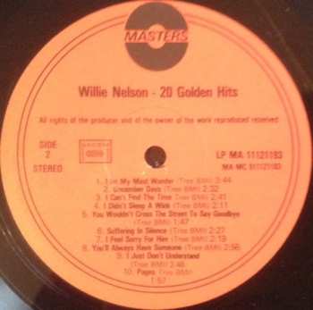 LP Willie Nelson: 20 Golden Hits