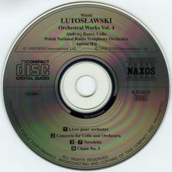 CD Antoni Wit: Concerto For Cello And Orchestra (Livre Pour Orchestre • Novelette • Chain No. 3)
