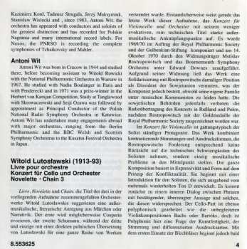 CD Antoni Wit: Concerto For Cello And Orchestra (Livre Pour Orchestre • Novelette • Chain No. 3)