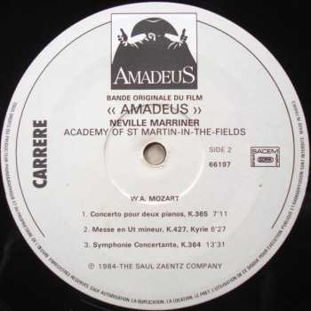 2LP Wolfgang Amadeus Mozart: Amadeus (Bande Originale Du Film)