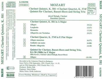 CD Wolfgang Amadeus Mozart: Clarinet Quintet, K.581, Clarinet Quartet, K.374f