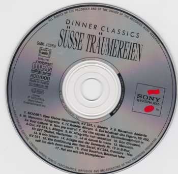 CD Wolfgang Amadeus Mozart: Dinner Classics: Süsse Träumereien