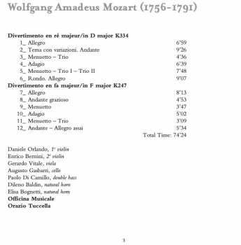 CD Wolfgang Amadeus Mozart: Divertimenti K 247 & 334