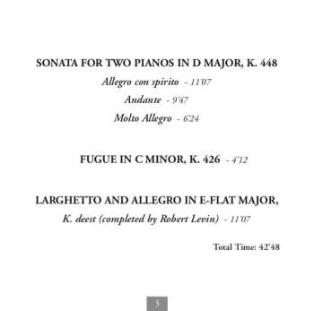 CD Wolfgang Amadeus Mozart: Complete Music For Two Fortepianos