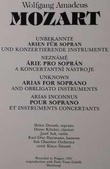 LP Wolfgang Amadeus Mozart: Unknown Arias For Soprano And Obbligato Instruments