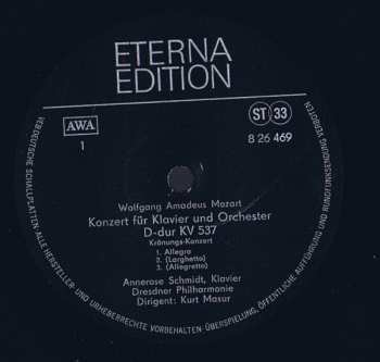 LP Wolfgang Amadeus Mozart: Klavierkonzert D-dur KV 537 (Krönungs-Konzert), Klavierkonzert B-dur KV 595