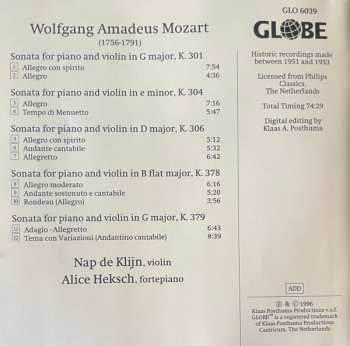 CD Wolfgang Amadeus Mozart: Five Violin Sonatas K. 301 · 304 · 306 . 378 &  379