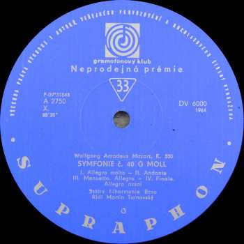 LP Wolfgang Amadeus Mozart: Symfonie Č. 29 A Dur, K. 201 / Symfonie Č. 40 G Moll, K. 550