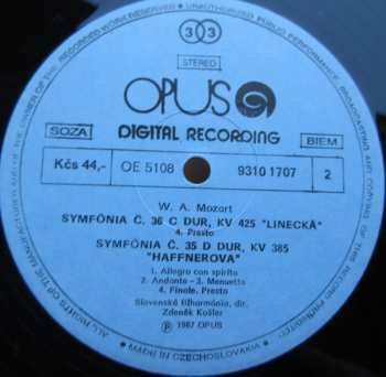LP Wolfgang Amadeus Mozart: Symphony No.36 In C Major, K. 425 »Linz« / No.35 In D Major, K. 385 »Haffner«