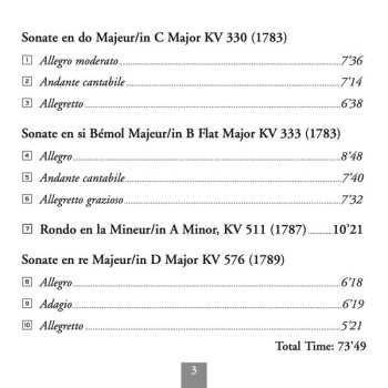 CD Wolfgang Amadeus Mozart: Sonatas K. 330, K. 333, K. 576 / Rondo, K. 511