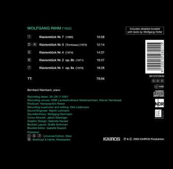 CD Wolfgang Rihm: Klavierstücke 7, 5, 4, 2, 1