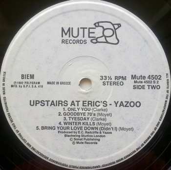 LP Yazoo: Upstairs At Eric's