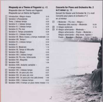 CD Sergei Vasilyevich Rachmaninoff: Paganini Rhapsody | Piano Concerto No. 2