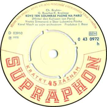 SP Yvetta Simonová: Buď Tak Hodná A Mlč / Když Ten Soumrak Padne Na Paříž